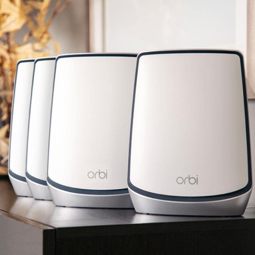 Netgear Orbi RBK854 AX6000 WiFi Mesh System Tri-Band WiFi 6 Mesh System, 6Gbps, 1 Router + 3 Satellites Netgear Orbi RBK854 AX6000 WiFi Mesh System Tri-Band WiFi 6 Mesh System, 6Gbps, 1 Router + 3 Satellites